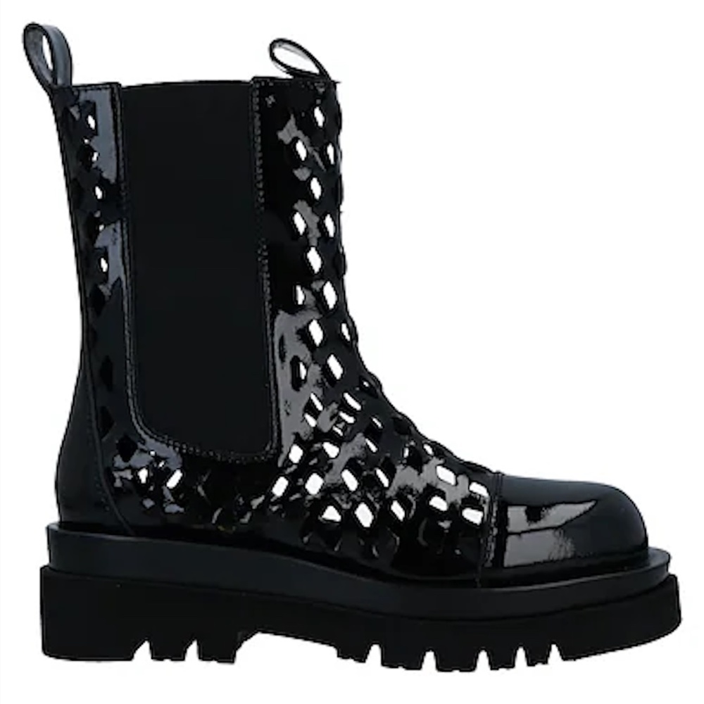 Jeffrey Campbell 🪖TANKED🪖Perforated Chelsea Combat Boots 6/37 👀